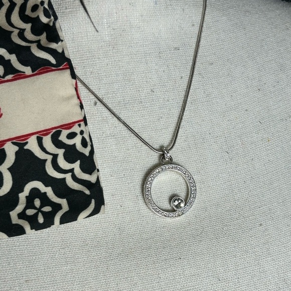 Brighton Starry Night Circle Necklace Silver Plated Crystals Pendant & Cloth Bag - Picture 7 of 12